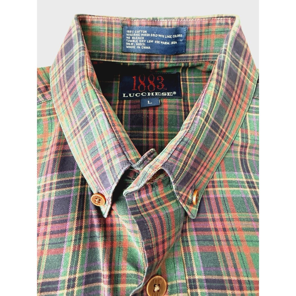 Lucchese 1883 Western Plaid Button Up Shirt Long Sleeve Size Large